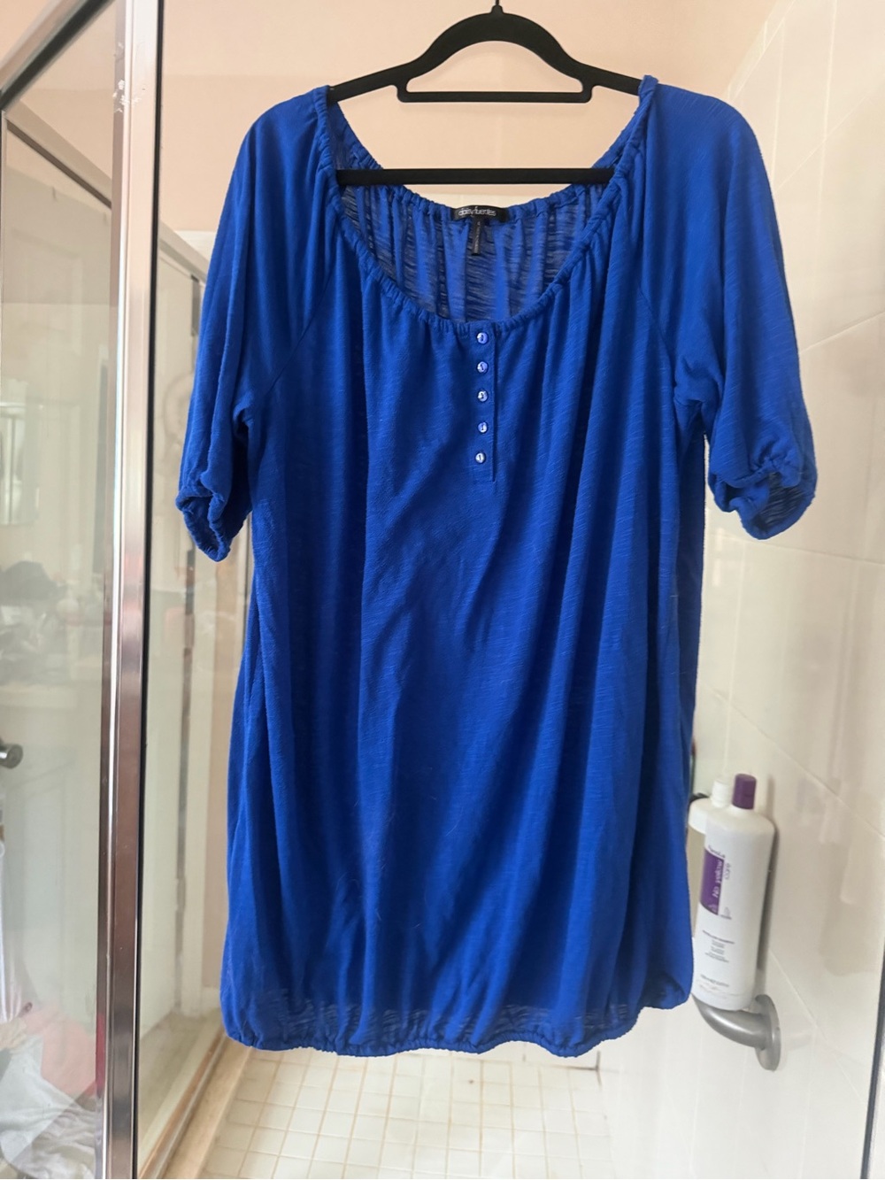 Daisy Fuentes Royal Blue Scoop-Neck Henley Tunic
